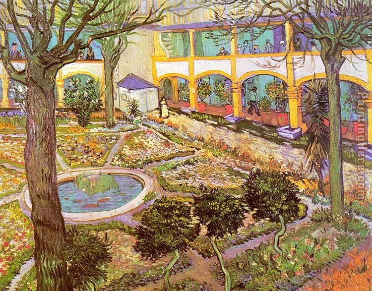 The Courtyard of the Hospital in Arles painting - Vincent van Gogh The Courtyard of the Hospital in Arles art painting
